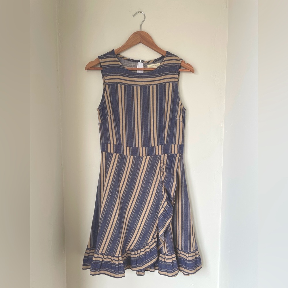 Mata Traders mauve pink and blue stripe dress size S